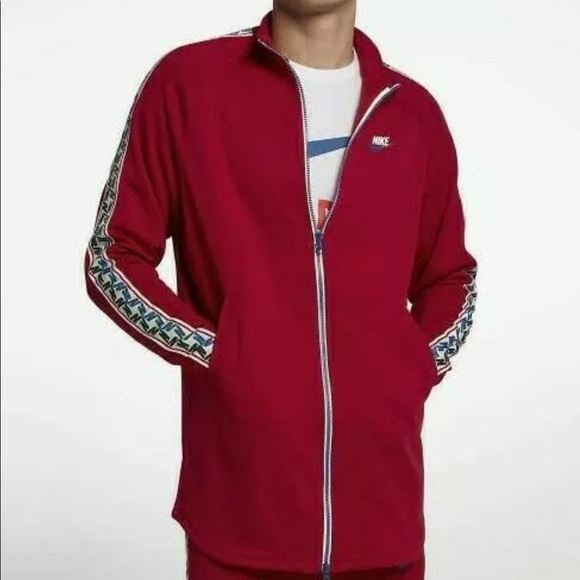 Nike Men’s Taped Poly Track Jacket Red Full Zip - Picture 4 of 5